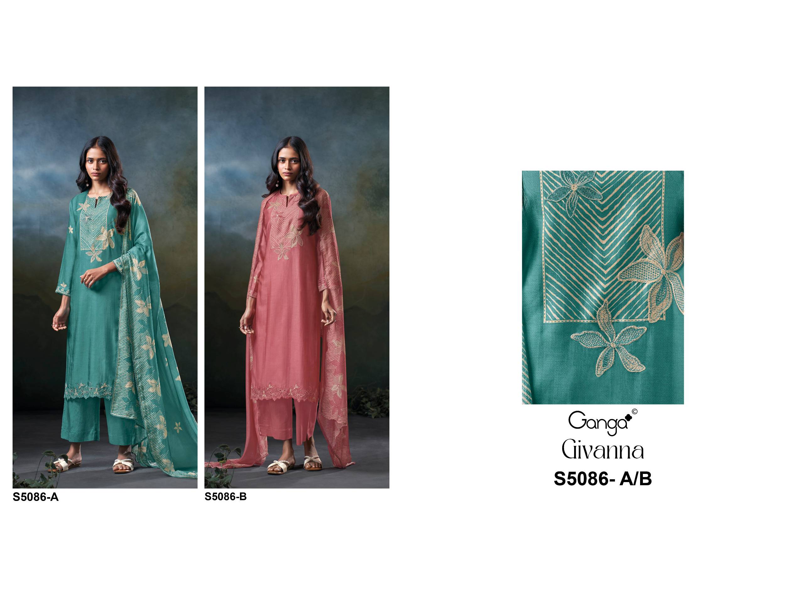 GIVANNA 5086 SERIES BY GANGA FASHION Beautiful Colourful PURE BEMBERG SILK Dresses At Wholesale Price